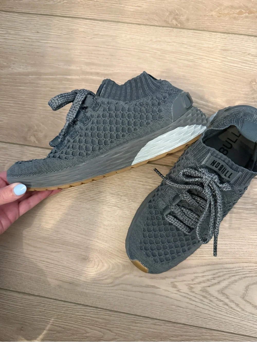 NOBULL Women's Knit Athletic Sneakers - Gray with Gum Sole
